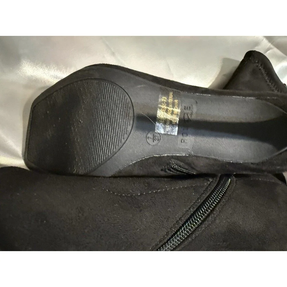 Rogue Suede Peep Toe Black Booties Size 7